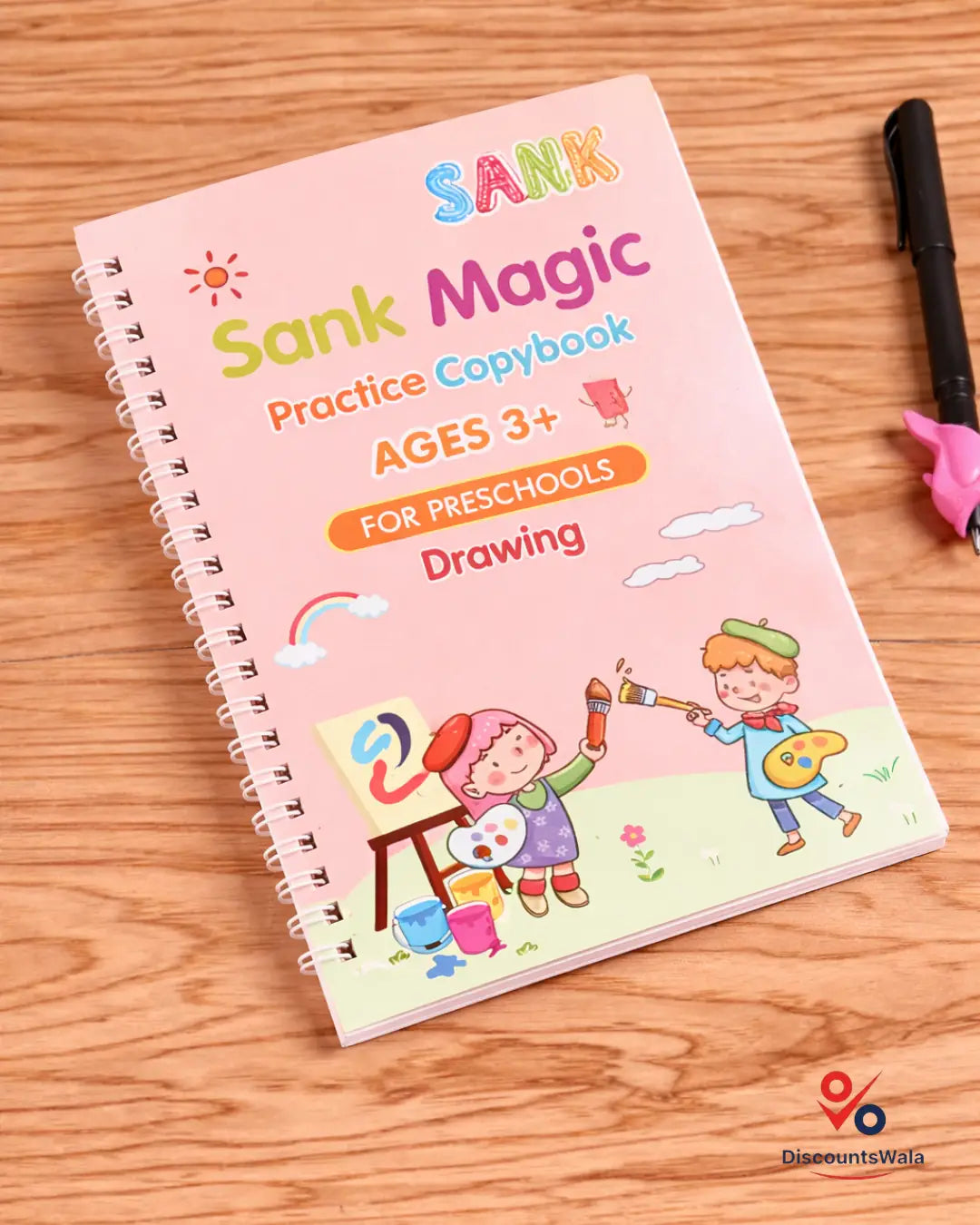 Reusable Magic Copybook Set for Kids – 4 Books (Drawing, Math, Alphabets, Numbers) + 1 Magic Pen + 10 Refills | Best Learning Gift for Toddlers Age 3+