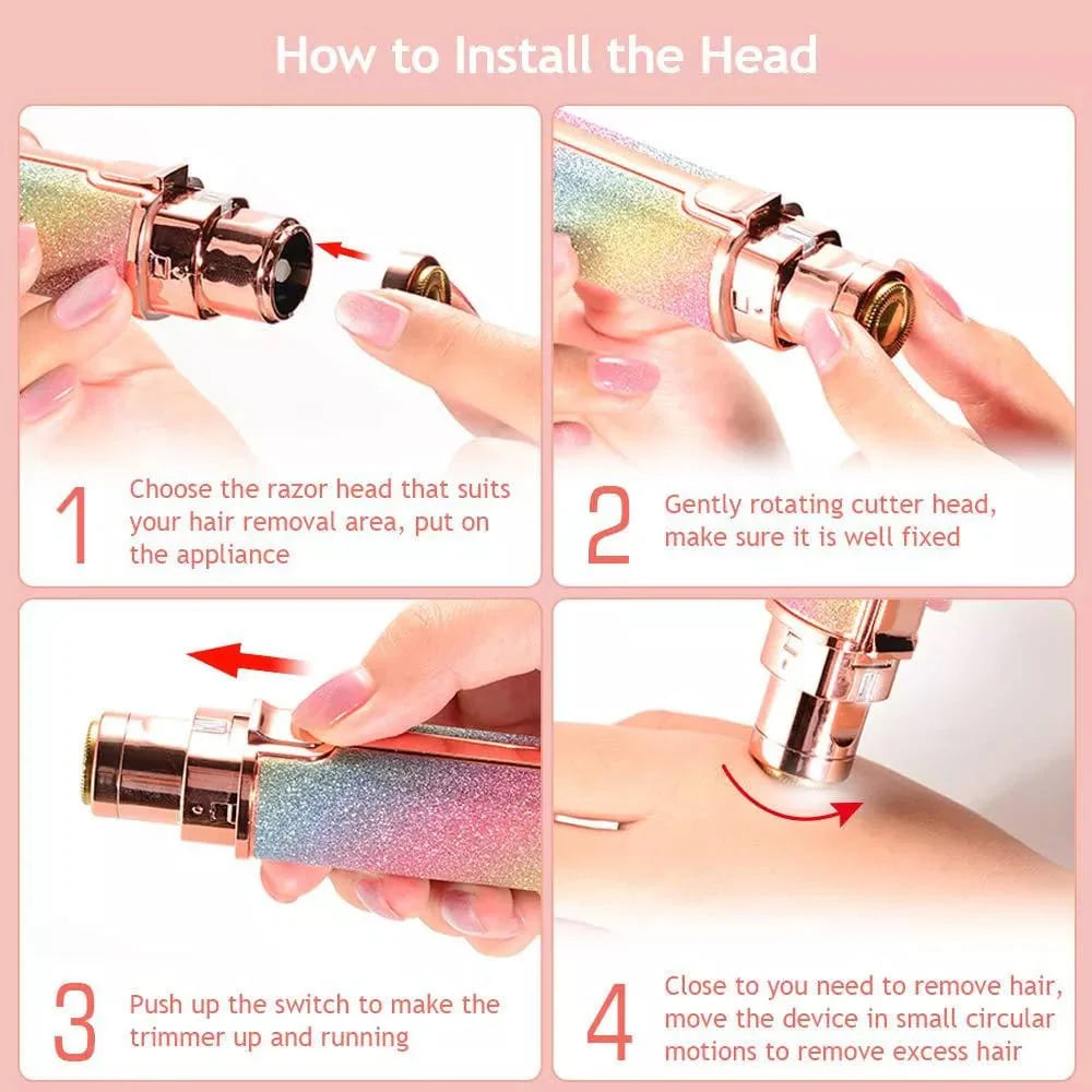 2 in 1 Facial Hair Remover Eyebrow Trimmer Rechargeable - Portable & Painless