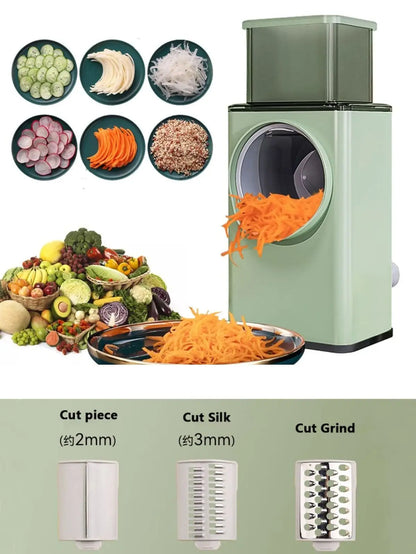 4-in-1 Rotary Cheese & Vegetable Chopper – Handheld Grater, Slicer & Shredder for Kitchen, Nuts, Fruits & Veggies