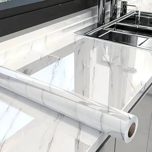 Premium Marble Self-Adhesive Kitchen Wallpaper Sheet – Waterproof & Heat Resistant