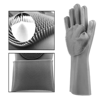 Premium Silicone Waterproof Cleaning Gloves with Built-in Scrubber – Multi-Purpose for Kitchen, Bathroom & Car Wash