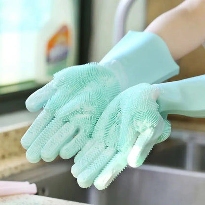 Premium Silicone Waterproof Cleaning Gloves with Built-in Scrubber – Multi-Purpose for Kitchen, Bathroom & Car Wash