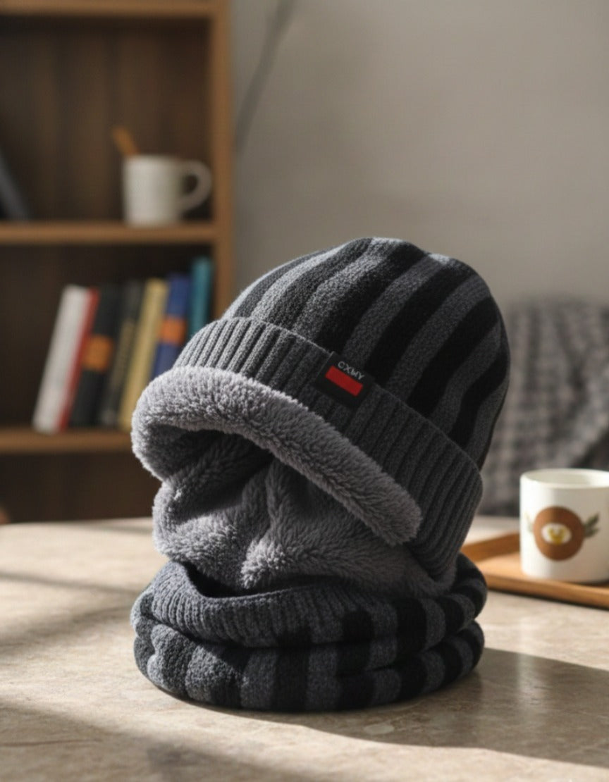 Premium Woolen Head Cap & Face Mask Set | Ultra-Warm Winter Protection