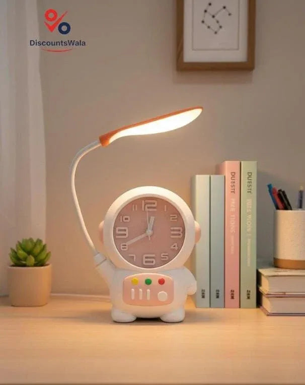 2-in-1 Rechargeable Alarm Clock with Warm Light Table Lamp - DiscountsWala