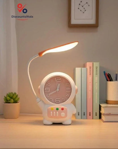 2-in-1 Rechargeable Alarm Clock with Warm Light Table Lamp - DiscountsWala
