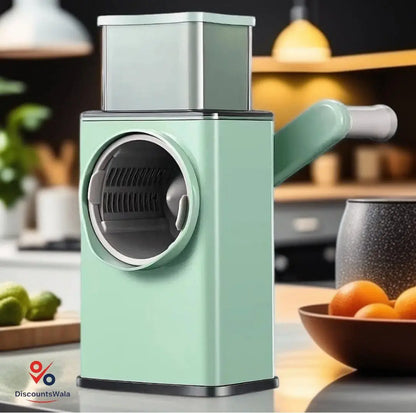 4-in-1 Rotary Cheese & Vegetable Chopper – Handheld Grater, Slicer & Shredder for Kitchen, Nuts, Fruits & Veggies