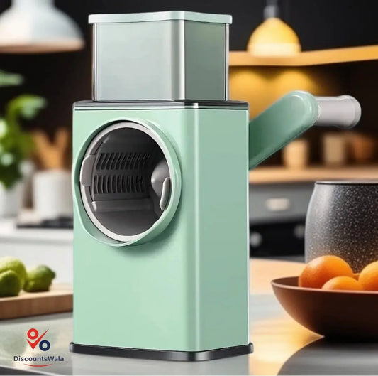 4-in-1 Rotary Cheese & Vegetable Chopper – Handheld Grater, Slicer & Shredder for Kitchen, Nuts, Fruits & Veggies