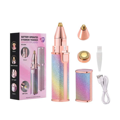 2 in 1 Facial Hair Remover Eyebrow Trimmer Rechargeable - Portable & Painless