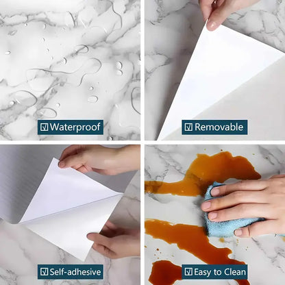 Premium Marble Self-Adhesive Kitchen Wallpaper Sheet – Waterproof & Heat Resistant