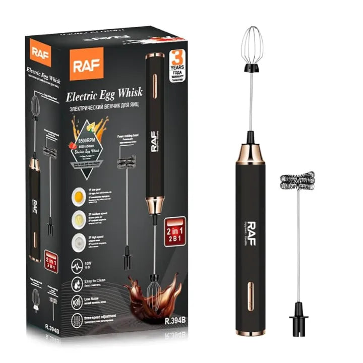Original RAF Electric Coffee Beater 2-in-1 | Milk Frother & Cake Beater | 3-Speed Handheld Mixer | Low Noise | Premium Quality