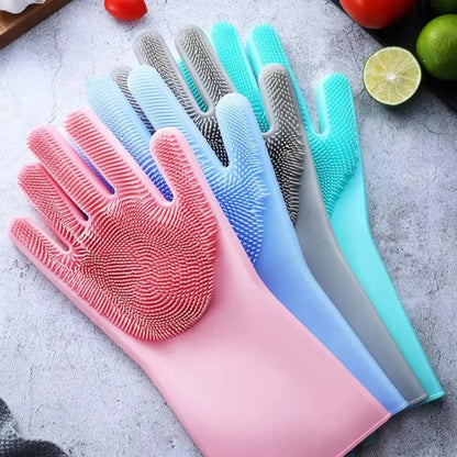 Premium Silicone Waterproof Cleaning Gloves with Built-in Scrubber – Multi-Purpose for Kitchen, Bathroom & Car Wash