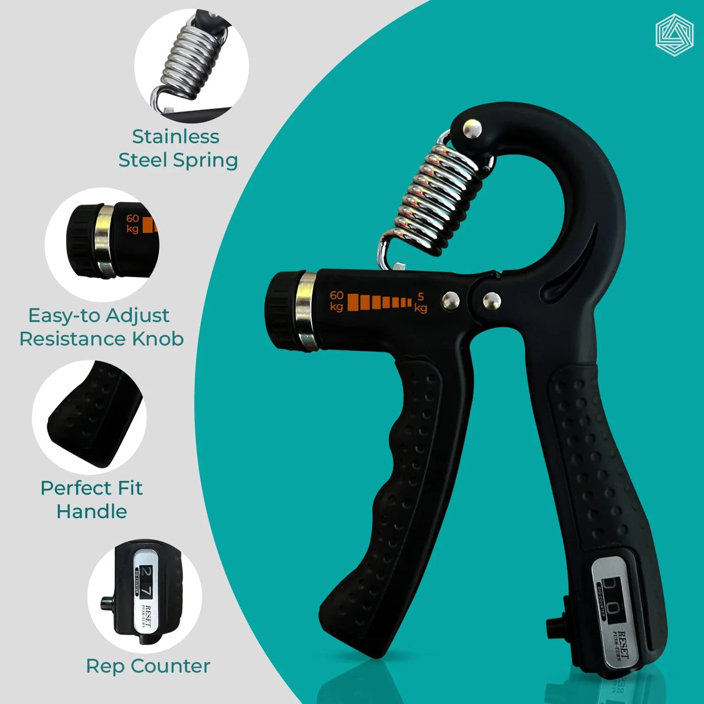 Adjustable Hand Grip Strengthener with Counter (5–60kg)