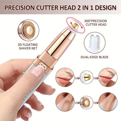 2 in 1 Multifunctional Lip Shaver with LED Light – Armpit Hair, Leg Hair, & Eyebrow Shaver, Women's Hair Remover