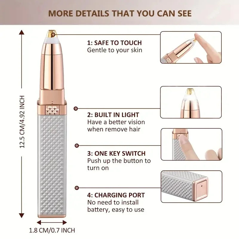2 in 1 Multifunctional Lip Shaver with LED Light – Armpit Hair, Leg Hair, & Eyebrow Shaver, Women's Hair Remover